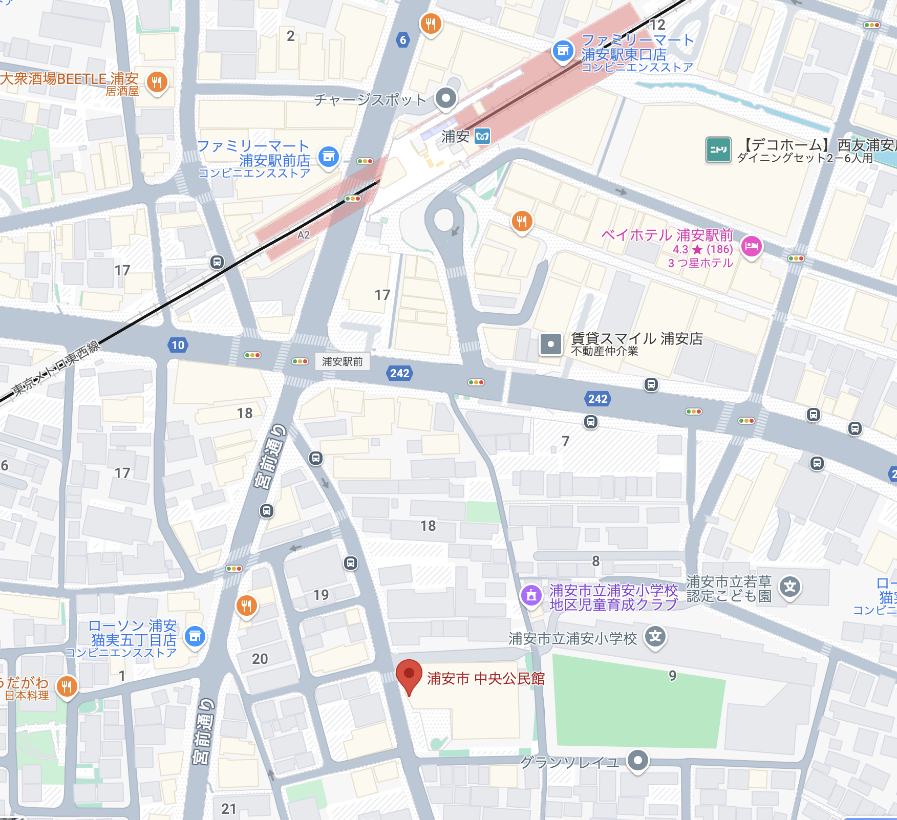 中央公民館　視聴覚室への地図